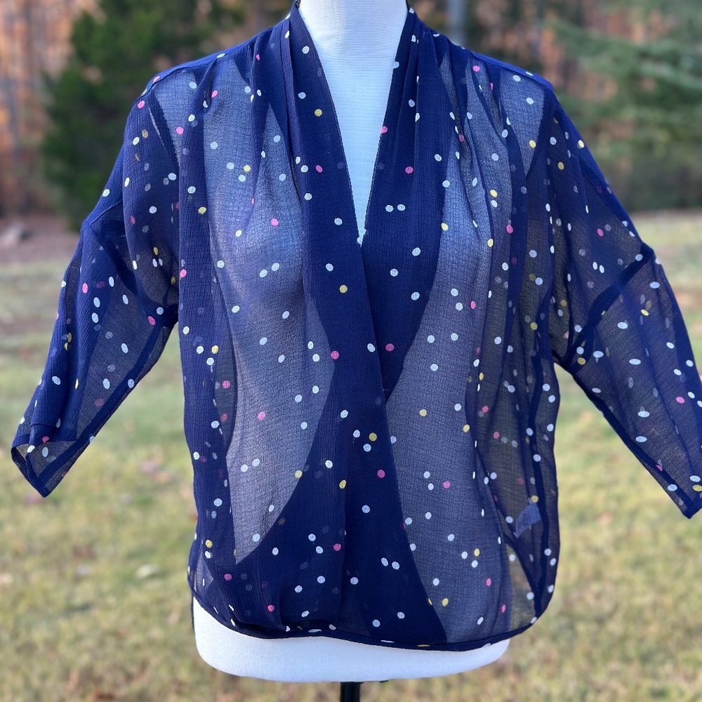 Chelsea28 Sheer Navy Wrap Front
